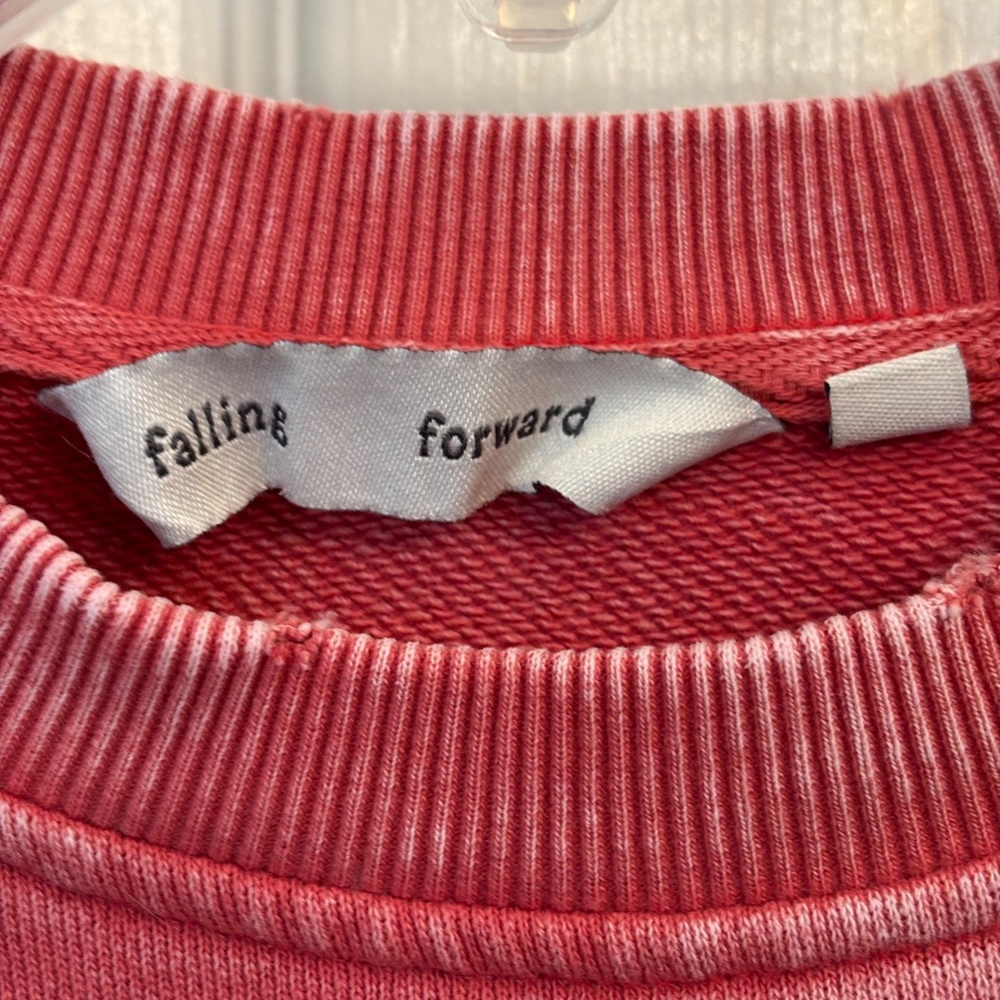 Anthropologie Falling Forward Red Sweatshirt Women’s XS Chunky College Acid Wash - Picture 3 of 9